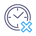 A digital illustration of a black clock with a blue X on top of it