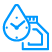 A blue illustration of an oil drop next to a bottle